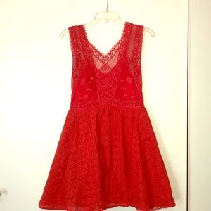 Red lace free people dress